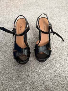 Gen E Ration Nikki 1 Black Ankle Strap Block Heel Sandals Size 37.5